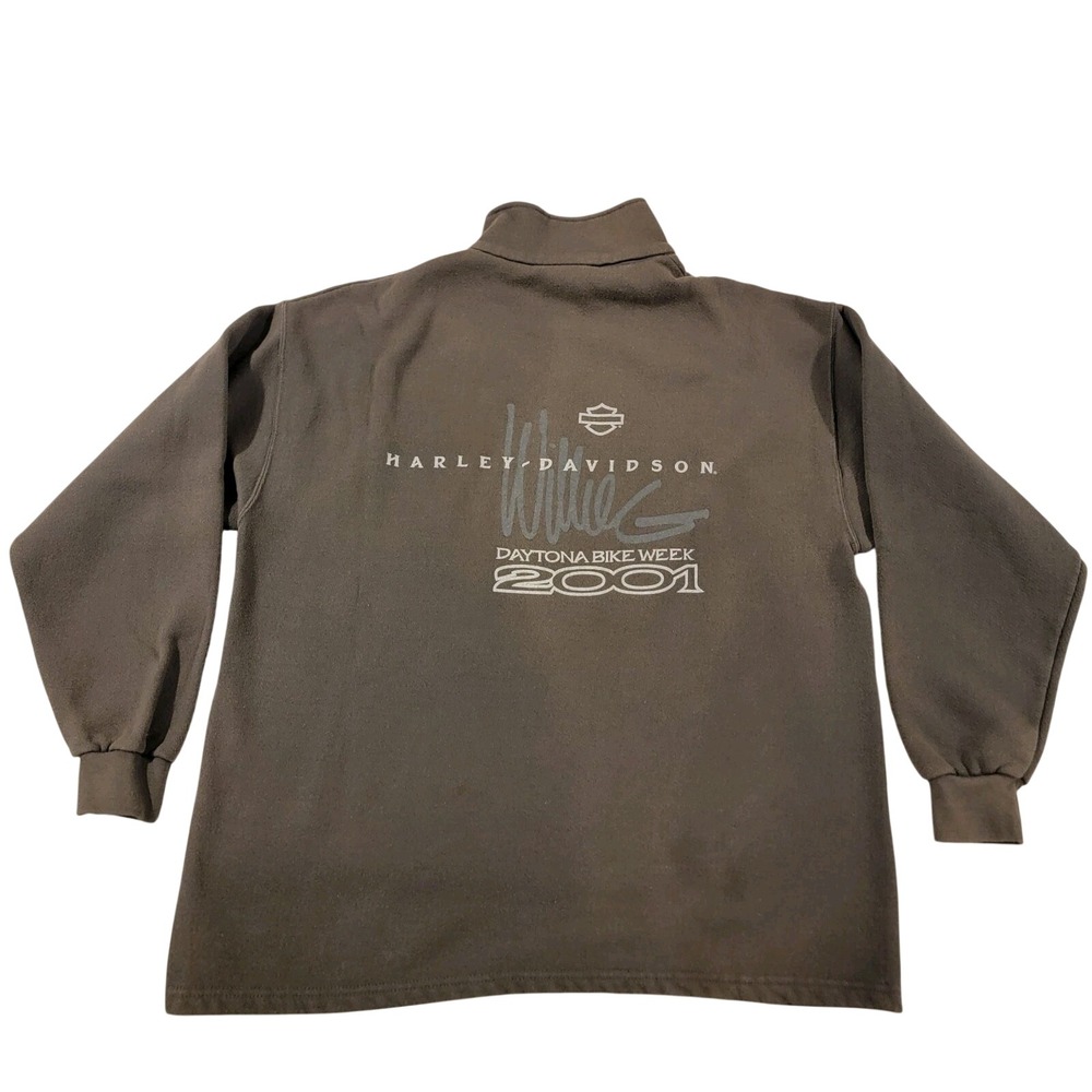 Harley-Davidson Quarter-Zip Men L Daytona Bike Week 2001 Willie G Brown Fleece